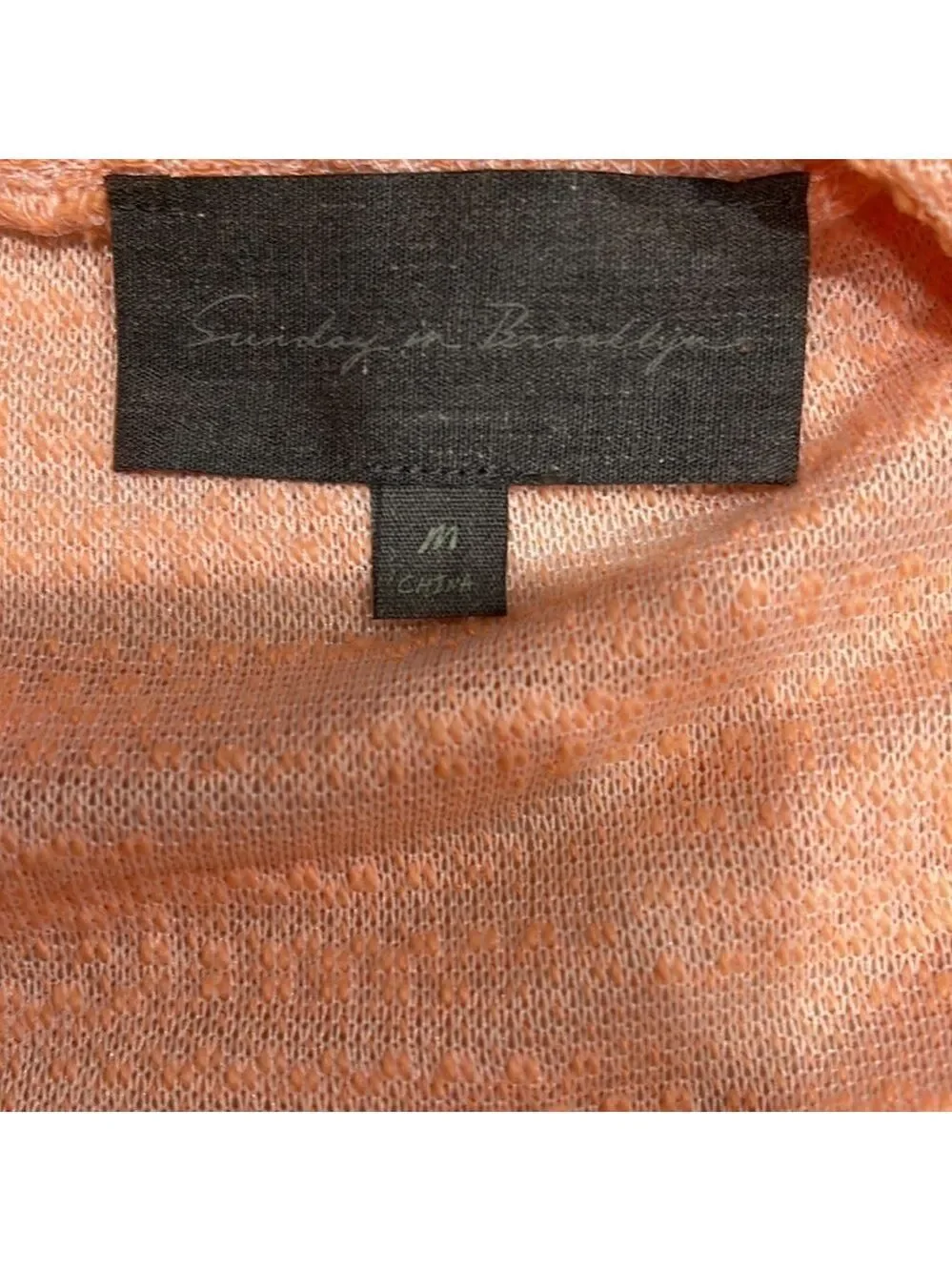 Anthropologie Sunday In Brooklyn 3/4 Sleeve Textured Top Lace Hem SZ M Orange
